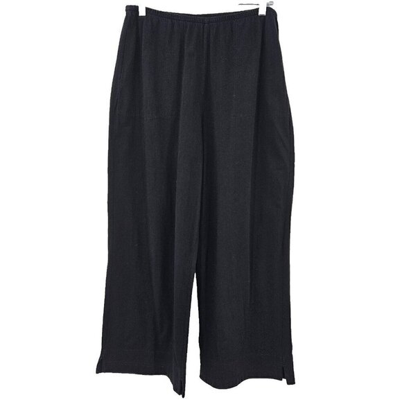 Habitat Pants - Habitat Deep Hem Flood Pants Black Women’s Size M Wide Leg Crop Minimalist